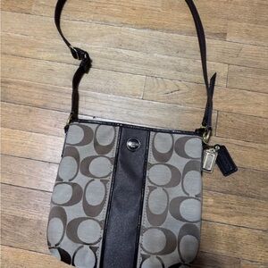 COACH F21905 SIGNATURE STRIPE DUFFLE SIGNATURE FABRIC KHAKI/MAHOGANY